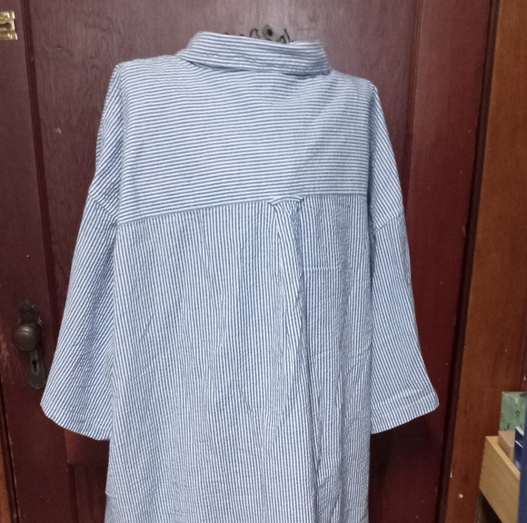 Chaps 6XB blue white stripe short sleeves mop button down embroidered pocket - Picture 5 of 12